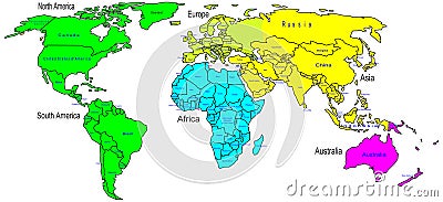 Country Names World Map Countries And Continents