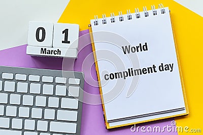 World compliment day of Spring month calendar march Stock Photo