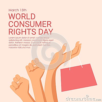 world consumer rights day poster template vector Stock Photo