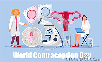 World Contraception Day on September 26th. Concept of awareness of contraceptive methods Vector Illustration