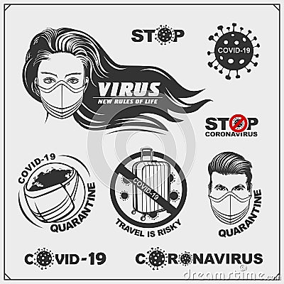 World coronavirus and quarantine. Stop the epidemic. Stay at home. Vector Illustration