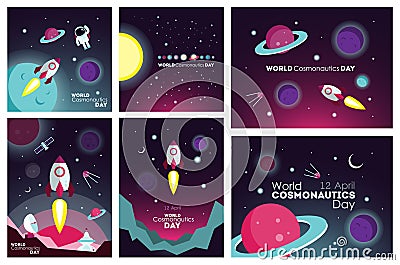 World cosmonautics day. Vector Illustration