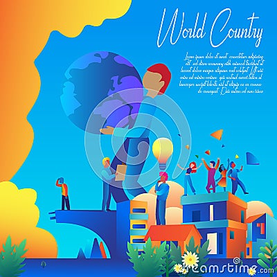 World Country Banner Vector Design Stock Photo