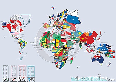 World country flags and map Stock Photo