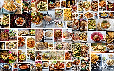 World Cuisine Pasta Collage Stock Photo