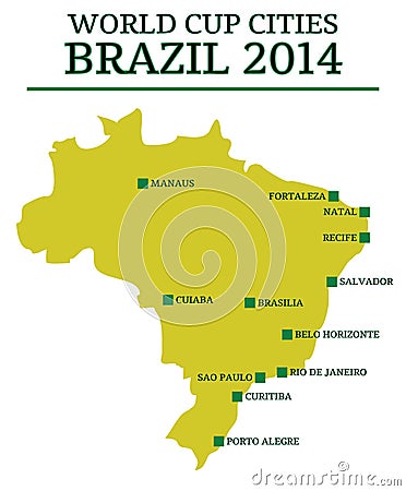 World Cup Cities Brazil 2014 Vector Illustration