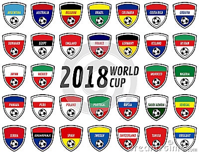 2018 World Cup Russia team badges Stock Photo