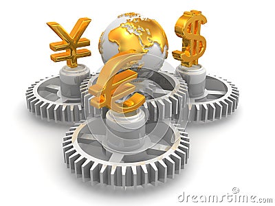 World currency Cartoon Illustration