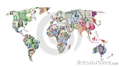 world currency map Editorial Stock Photo