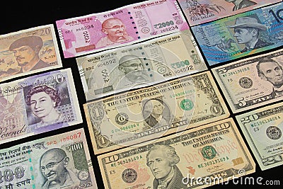 World currency notes Stock Photo