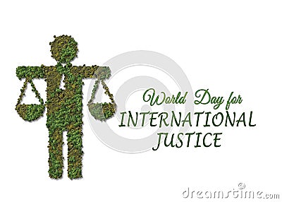 World Day for International Justice Concept. Justice for every one. Stock Photo