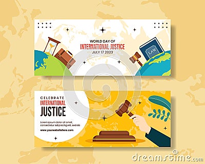 World Day for International Justice Horizontal Banner Illustration Cartoon Hand Drawn Templates Background Vector Illustration