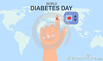 World diabetes day background, blood glucose testing meter and insulin production concept illustrati Vector Illustration