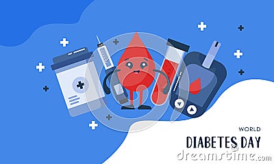 World diabetes day background, blood glucose testing meter and insulin production concept illustrati Editorial Stock Photo