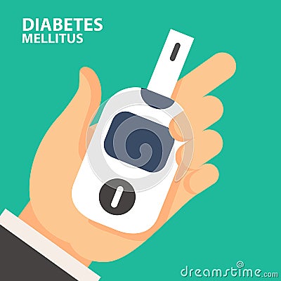 World Diabetes Day - blood sugar test with Glucose Meter Vector Illustration