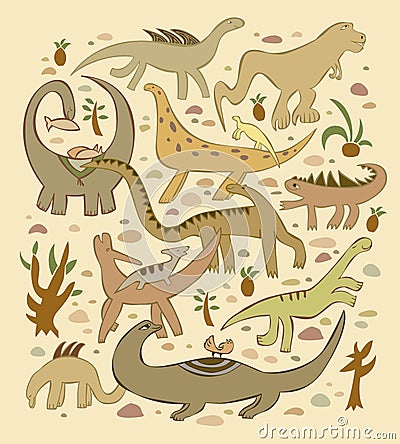 World of dinosaurs Vector Illustration