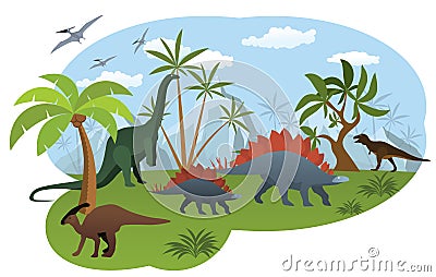 World of dinosaurs Vector Illustration