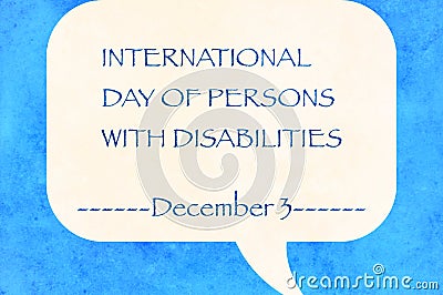 World Disability Day. 3 december. Calligraphy and lettering. Concept cards. Vector illustration on blue background. Cartoon Illustration