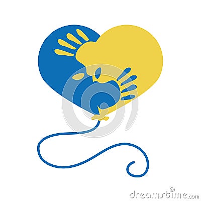 World down syndrome day, balloon shaped heart with hands flat style Vector Illustration