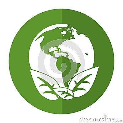 World earth ecological enviroment leaves symbol shadow Vector Illustration