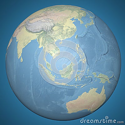 World Earth Globe Asia Indonesia, relief map Stock Photo