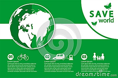 World with eco-friendly concept ideas,Infographic template,vector illustration Vector Illustration