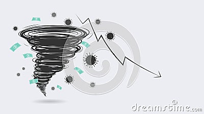 World economic crisis by corona virus illustration, a perfect storm of COVID-19 Vector Illustration