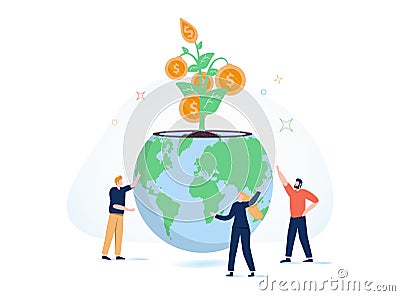 World economics or global and international financial treatment, fix inflation or help, support other countries, recover Vector Illustration