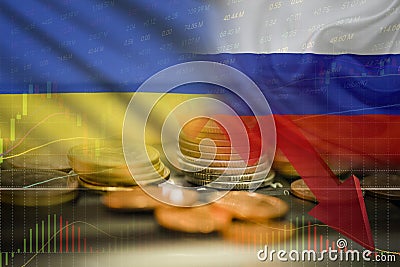 World economy war Russia and Ukraine and the US in Middle East. Ukraine crisis Russia military conflict Stock market exchange loss Stock Photo