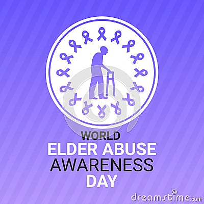 World Elder Abuse Awareness Day Cartoon Illustration