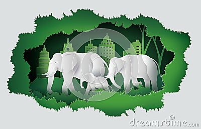 World elephant Day Vector Illustration
