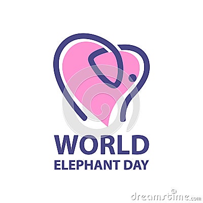 World Elephant Day. The elephant looks like a heart shape Vector Illustration