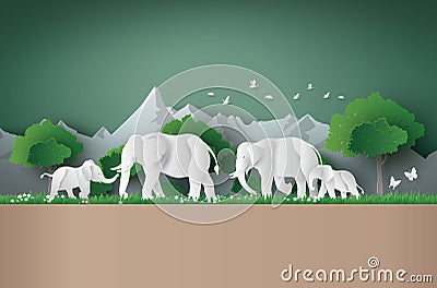 World elephant Day Vector Illustration