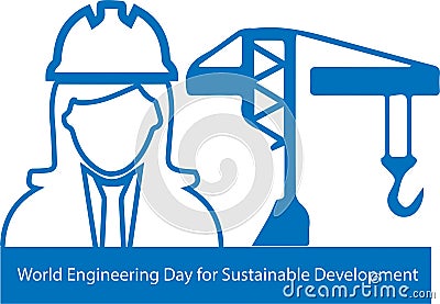 World Engineering Day for Sustainable Development blue vector icon Vector Illustration