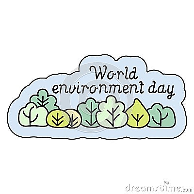 World Environment Day card. Background with cartoon trees Cartoon Illustration