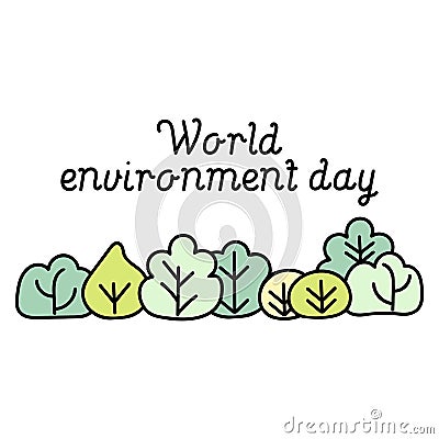 World Environment Day card. Background with cartoon trees Cartoon Illustration