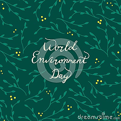 World Environment Day card. Vector hand drawn illustration. Cartoon Illustration