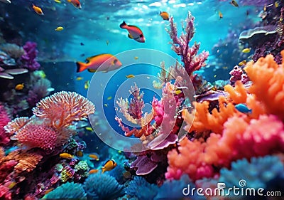 This World Environment Day, colorful coral reefs, super-realistic photo from the water Stock Photo