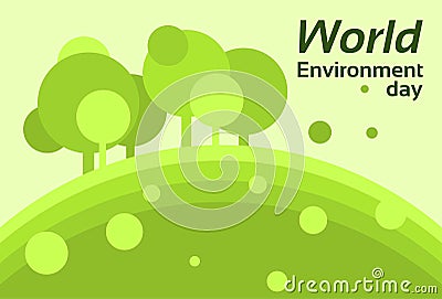 World Environment Day Earth Protection Silhouette Forest Nature Landscape Tree Vector Illustration