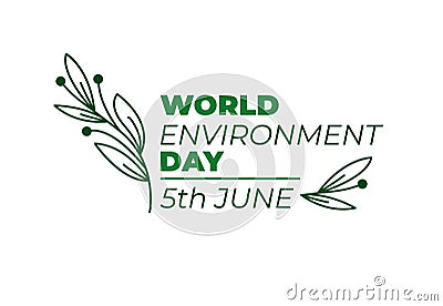 World environment day logo with green leaves. Vector illustration. Vector Illustration