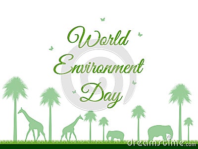 World Environment Day, reserve, Landscape with animals Vector Illustration