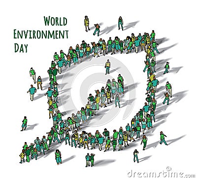 World environment day sign leaf people isolate Vector Illustration