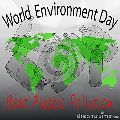 Beat Plastic Pollution. World Environment Day Vector Illustration