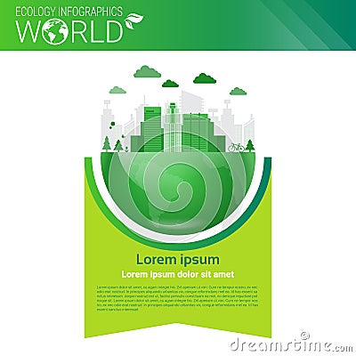 World Environmental Protection Green Energy Ecology Infographics Banner With Copy Space Vector Illustration