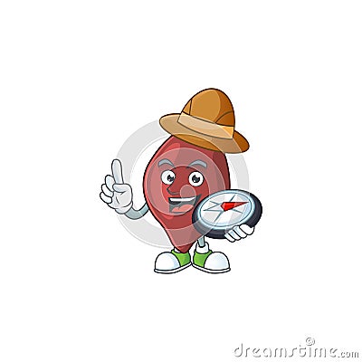 World explorer liver cartoon design style using compass Vector Illustration