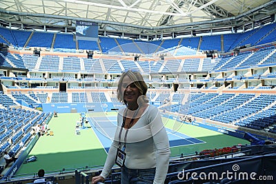 World famous gymnast Nadia Comaneci of Romania visits Billie Jean King National Tennis Center during US Open 2016 Editorial Stock Photo