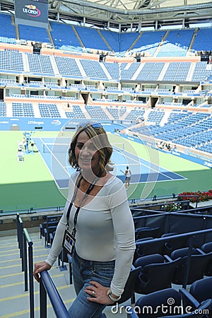 World famous gymnast Nadia Comaneci of Romania visits Billie Jean King National Tennis Center during US Open 2016 Editorial Stock Photo