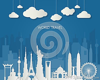 World famous Landmark. Global Travel And Journey Infographic Bag Vector Illustration