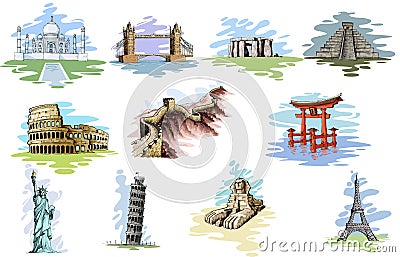 World Famous Monument Vector Illustration
