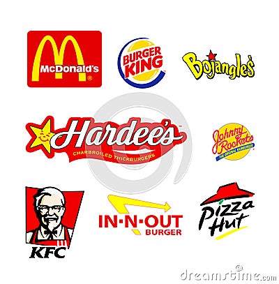 World famous restaurant logos Editorial Stock Photo